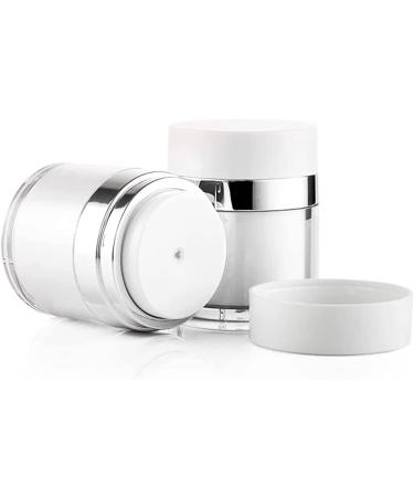 Furnido 2 Pack 1.7 oz Airless Pump Jars - Refillable Travel Lotion Containers for Skincare Cream - White - Buy Online on GoSupps.com