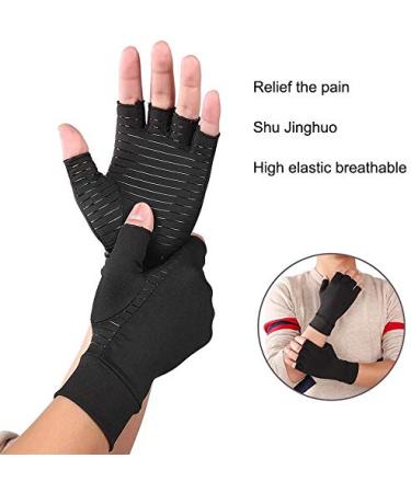 Copper Arthritis Gloves - Compression Gloves for Hands and Fingers Rehabilitation - Size Large (1 Pair), Black - Arthritis Relief for Women Men - Reduce Hand Pain, Swelling, Carpal Tunnel - Buy Online on GoSupps.com