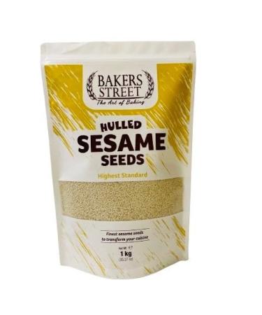 Bakers Street | Sesame Seeds Hulled 2X1Kg ( 2Kg )Raw | GMO Free | Vegetarian & Vegan | Halal Certified