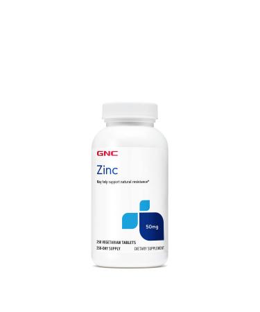 GNC Zinc 50mg 250 Tablets Supports Natural Resistance in Immune System 250 Servings (Pack of 1)