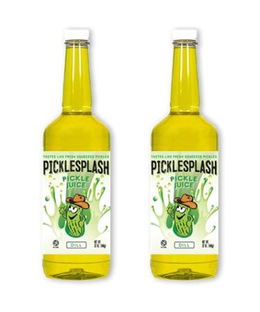 PickleSplash - Dill Pickle Beverage, Sports Hydration for Muscle Cramps, Cocktail Mixer, 32 oz Per Bottle (2 Pack)