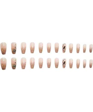 24Pcs/Set Press On Nails Medium Length Diamond Glitter Powder False Nails Acrylic Fake Nails Full Cover Nails Tips Artificial Finger Manicure Press on nails for Women and Girls - Buy Online on GoSupps.com