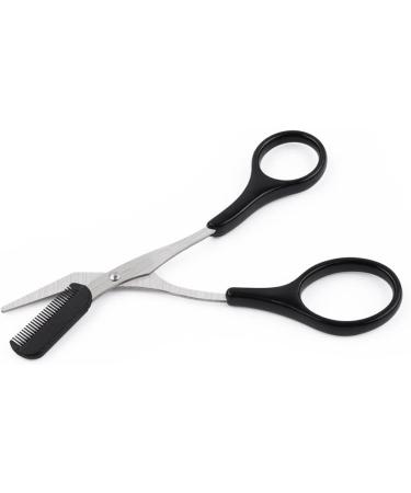 QUUPY Precision Eyebrow Trimmer Shear Scissors - Stainless Steel Beauty Tool with Comb and Non-Slip Grips - Buy Online on GoSupps.com