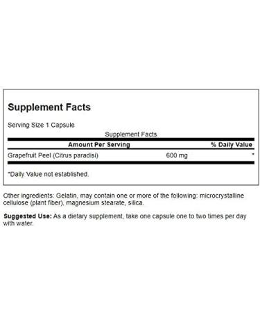 Swanson Full-Spectrum Grapefruit Peel 600mg 120 Capsules - Natural Antioxidant Support - Buy Online on GoSupps.com
