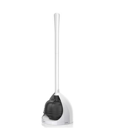 uptronic Toilet Plunger with Holder, Unique Plunger with All-Angle Design, Plungers for Bathroom with Holder, Toilet Plunger Heavy Duty- White