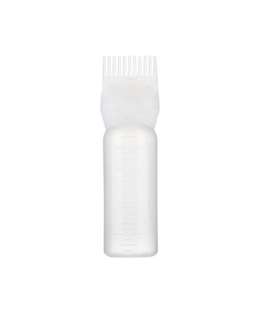 EHOTER 120Ml Applicator Bottle Hair Colour Brush Hair Oil Bottle with Graduated Brush Applicator Bottle Comb Root Comb Salon Hair Coloring Tool (White)