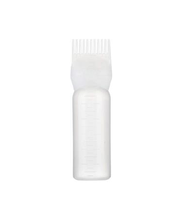 120ML Toothed Dry Shampoo Pot Hair Oil Applicator Bottle Hair Dye Perm Hairdressing with Scale Perm Hair Dye Bottle Squeeze Root Bottle Hair Dye Brush Bottle (White)