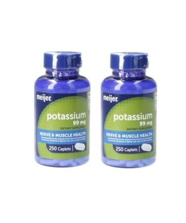 Meijer Potassium Tablets for Heart Nerve & Muscle Health- 2 Pack of 250 Tablets