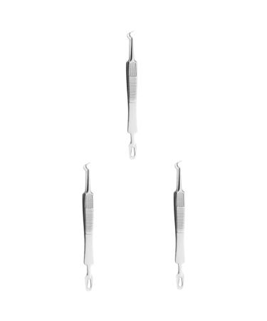 Baluue 9 Pcs Clip Blackheads Blackhead Extraction Kit Pimple Tweezers Remover Stainless Steel Silver