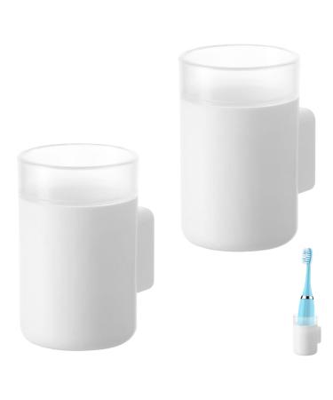 2 pieces of toothbrush holder electrical toothbrush self -adhesive toothbuhrst holder without drilling white toothbrush cup plastic plastic multifunctional for electrical toothbrush razor toothpaste comb