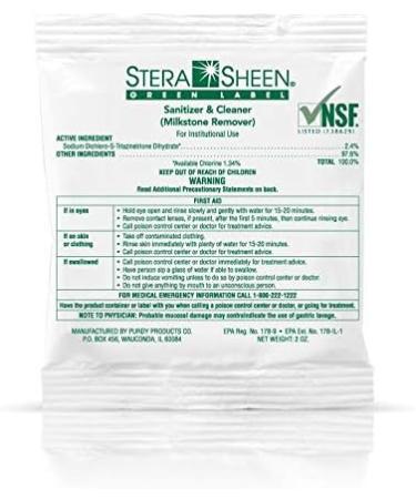 Stera Sheen Sanitizer | 2 oz. Packets | Green Label Food Grade Cleaner & MilkStone Remover | SSG1002 by Purdy Products | Non-Corrosive Cleaner | Clean Soft Serve & Gelato Machines - Buy Online on GoSupps.com