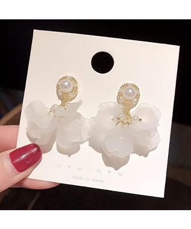 Fashion Earrings Flower Drop Earrings Ladies Fashion White Acrylic Pendant Earrings Christmas Party Banquet Earrings Jewelry Dainty Earrings Fashion Accessories - Buy Online on GoSupps.com