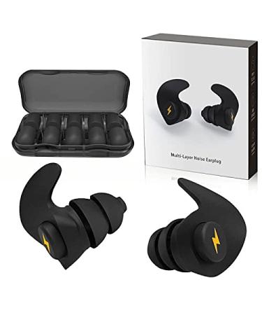 Noise Cancelling Ear Plugs  6 Pairs Reusable Silicone Ear Plugs  Perfect for Sleep Work Study Swimming Concerts Noise Reduction  Comfortable Hearing Protection (Black)