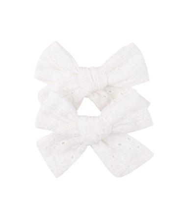 3.2'' Girls White Linen Hair Bows Clips - Alligator Clips Hair Accessories for Little Girls  Toddlers  Kids  and Teens