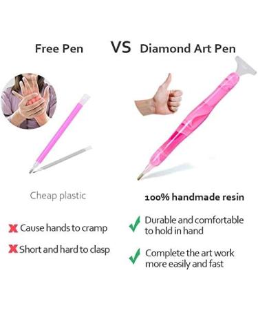 RovyFota Diamond Painting Pen Handmade Resin Diamond Painting Pens with  Glue Clay and Various Tips More Comfortable and Faster 5D Diamond Painting  Tools for Diamond Paintings Hobby (Pink)
