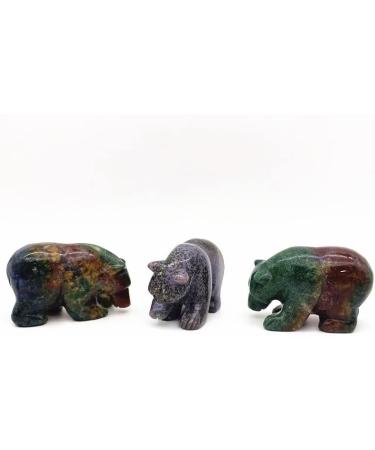 Natural Ocean Jasper Bear Crystal Stone Hand Carved Figure Bears Animals Decor Crystal Reiki Natural Stones and Minerals - Buy Online on GoSupps.com