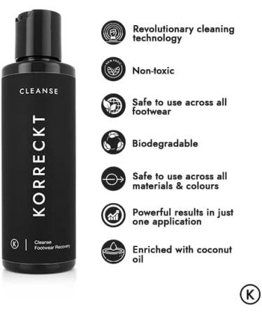 KORRECKT Cleanse - Ultimate Sneaker Cleaning Kit Sustainable Shoe Cleaner for Leather Suede Canvas & More Sneakerhead s Essential for Kicks Creps & White Shoes 150ml - Buy Online on GoSupps.com