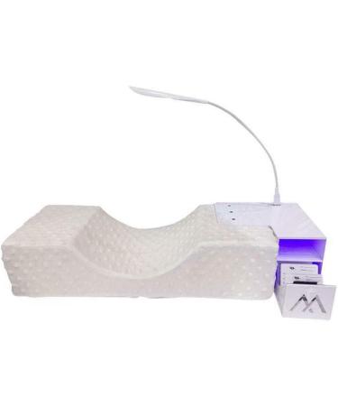 Eyeline Pillow - U-Shaped Eyelash Extension Cushion Set with LED Light | Ergonomic Makeup Pillow for Salons & Home Use | Perfect for Eyelash Extensions & Eyebrow Trimming in White - Buy Online on GoSupps.com