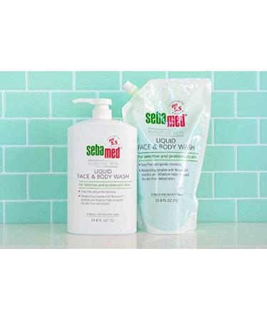 Sebamed Liquid Face and Body Wash Refill Bag - 1 Liter Pouch, pH 5.5 Ultra Mild Cleanser for Sensitive Skin - Buy Online on GoSupps.com