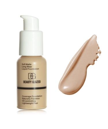 Foundation Flawless Soft Matte Liquid Foundation 24HR Oil Control Concealer Foundation Makeup (103 Warm peach)