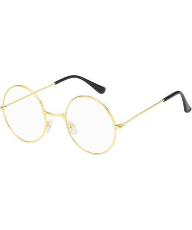 Shop Adult Unisex Metal Frame Glasses - Clear Round Occupational Safety Glasses for Kids & Adults - Gold Unit Size - Buy Online on GoSupps.com