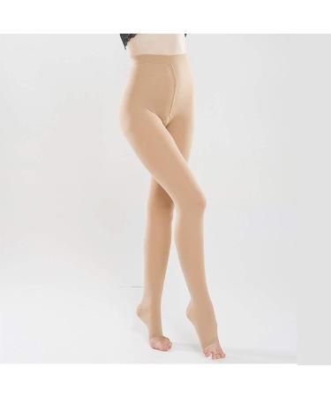 Keephen Compression Tights 23-32 mmHg | Medical Grade Support Stockings for Varicose Veins | Open Toe Beige | Improve Blood Circulation - Buy Online on GoSupps.com