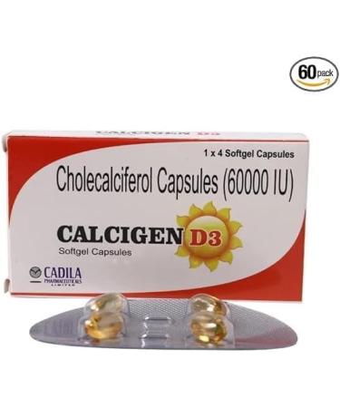 Generic (Pack of 5) Cholecalciferol (Vitamin D3) 60000 IU (4 Capsules Each) - by pharmacylife - Buy Online on GoSupps.com