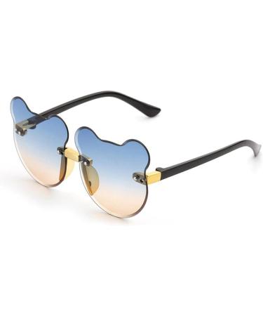 Harilla Cat Ear Shaped Sunglasses - Frameless Fashion Glasses for Kids & Adults Ideal for Beach Travel & Parties - Stylish Blue Resin Lens Gifts - Buy Online on GoSupps.com