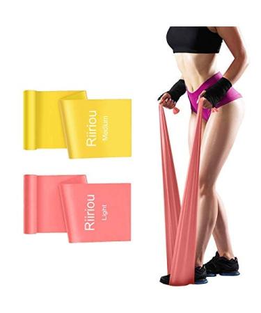 Resistance Bands - 2m Professional Latex Elastic Band for Home or Gym Upper & Lower Body Physical Therapy Strength Training Yoga Pilates Rehab Fitness Bands Yellow/Pink