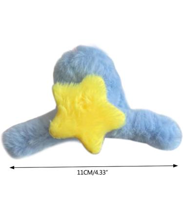 Limtula Large SharkClip Hair Claw for Women Banana Barrette Jaw Clip Plush Star Hair Clip Teens Girl Hair Shaping Accessories Blue Star Powder Gra - Buy Online on GoSupps.com