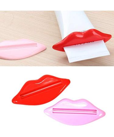 Toothpaste Squeezer Set of 4 Daily Life Tube Dispenser Tools Pink and Red Lip Shaped Plastic Toothpaste Squeezer Cremes Cosmetic Gels Press Tool