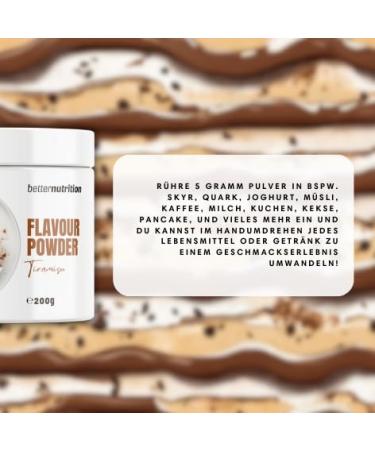 Buy Premium Tiramisu Flavor Powder | Vegan & Calorie-Reduced | 200g Zero Calorie Aroma | Better Nutrition - Buy Online on GoSupps.com