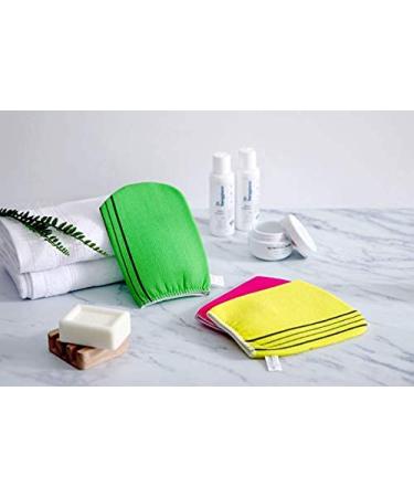 Bastex Exfoliating Bath Washcloth - Korean Towel cloth for Shower and Bath, 3 Pack (6.7 x 5.2) in Yellow, Pink, Green - Buy Online on GoSupps.com