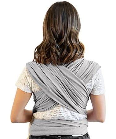 MOBY Grey Classic Baby Wrap Carrier | Made from 100% Cotton | Breathable & Stretchy | One Size Fits All | For Newborn to Toddler up to 33lbs | Unisex - Buy Online on GoSupps.com