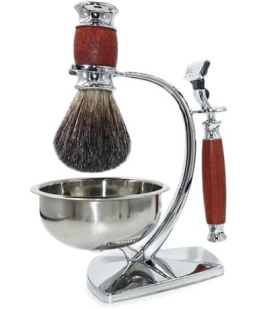 Kjyr Portable Men's Razor Brush Set - Fashionable Safety Razor with Pure Roof Hair Foam & Soap Bowl Holder | Robust 15x20cm - International Shipping Available - Buy Online on GoSupps.com