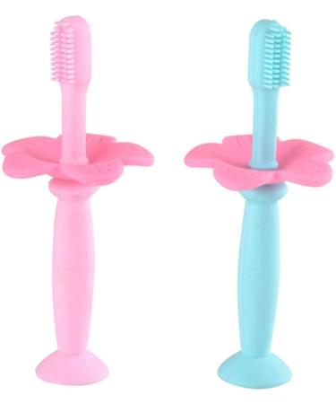 Gatuida 2 STK Infant Toothbrush - Silicone Baby Training Toothbrush for Oral Care | Safe & Soft Pink Design - Buy Online on GoSupps.com