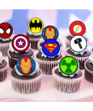 24 PRECUT Superhero Cupcake Toppers Spiderman Cake Decorations Spiderman Cake Topper Edible Superhero Party Decorations Comic Book Edible Cake Topper Avengers Cupcake Toppers - Buy Online on GoSupps.com