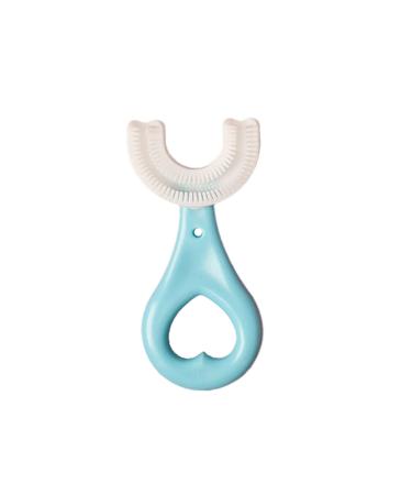 1x children's toothbrush U-shaped silicone-automatic sonic toothbrush hand toothbrush mouth cleaning tool tooth cleaning brush with handle suitable for children aged 2-12 (blue 2-6 years)
