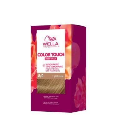 Wella Professionals Color Touch Demi Permanent Hair Colour without Ammonia - Hair Dye with Up to 50% Grey Hair Coverage - Root Kit Including Hair Mask - 8/0 Light Blonde (130ml)