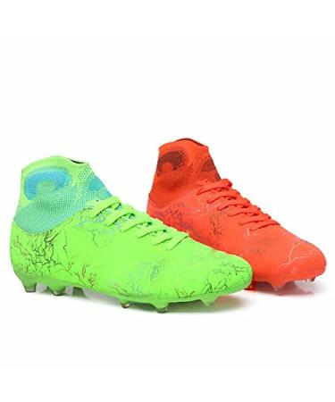 WELRUNG Unisex's AG Cleats Training Athletic Non-Slip Long Studs High-Top Football Soccer Shoes for Youth 6 Women/5 Men Couple