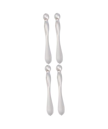 Minkissy 4 PCs Eye Massage Massage Roller Skin Care Tools for Face Plastic Spatula Cosmetic Eye Cream Applicator Metal Eye Eye Massage Eye Massager Stick Eye Massager Stick scraper Silver 8x0.5cmx2PC