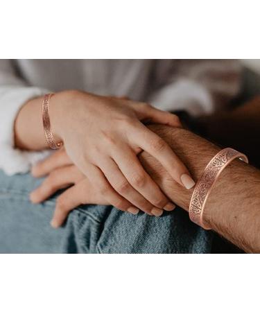 Vicmag 2PCS Lymphatic Drainage Copper Magnetic Cuff Bangles for Men Women - Adjustable Size, Ultra Strength 99.99% Solid Pure Copper (Tree Copper) - Gift Box Included - Buy Online on GoSupps.com