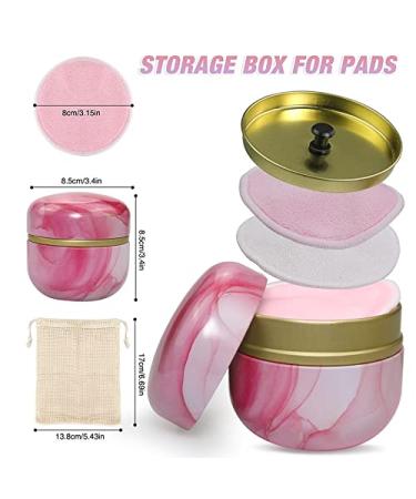 Reusable Makeup Remover Pads 16 Pack - Organic Bamboo Cotton Velvet Rounds with Laundry Bag and Metal Box - for All Skin Types - Red - Buy Online on GoSupps.com