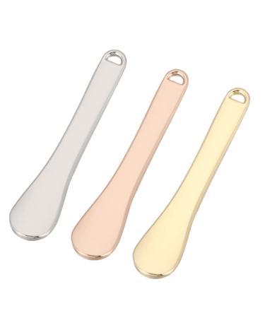 3 Pack Metal Cosmetic Spatulas Makeup Spoon Mini Eye Cream Applicator Facial Cream Mask Scoop Tool Tiny Spatulas for Cosmetics Beauty Accessories(Gold Silver Rose Gold)
