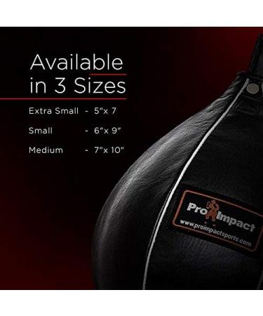 Pro Impact Leather Speed Bag | Pear Shaped for Boxing, MMA & Muay Thai Training | Doorway Hanging or Ceiling | Boxer Accuracy Workout | Punching Trainer - Black XS (5x7) - Buy Online on GoSupps.com