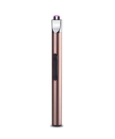 Leejie Candle Lighter Electric Arc Lighter Rechargeable USB Lighter Flameless Grill Lighter Long for Candle BBQ Camping Cooking (Rose Gold)