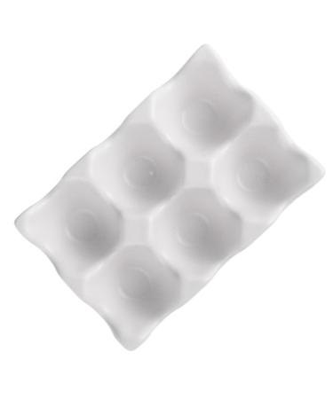 Healeved 6 Egg Holder for Fridge Cutlery Drawer Organiser Food Ceramic Egg Holder Egg Rack Non-slip Egg Grid White 14.5x9.5x3.2cm