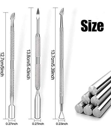 CangNingShang 3 Pcs Professional Gel Remover & Cuticle Nail Pusher Set - Double Ended Scraper & Cutter Spoon for Gel Polish Removal - Silver - Buy Online on GoSupps.com