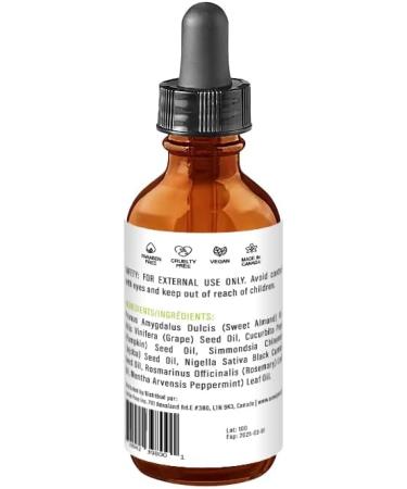 NEW- Rosemary Oil For Hair Growth by Eunoia Pure - Made in Canada - with Rosemary Peppermint Black Seed Oil and Pumpkin Seed Oil - for Longer Thicker Stronger Hair - For Men and Women - All Hair Types - 2 oz/60ml - Buy Online on GoSupps.com