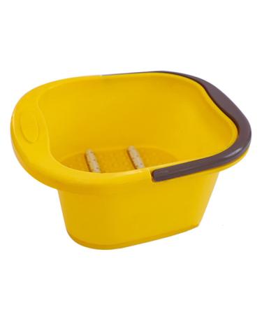 Foot Bath Basin Tub with Handle for Soaking Feet  Plastic Foot Spa Soaker Foot Soak Bucket Tools with Rollers and Massage Nodes for Washing Feet  Yellow